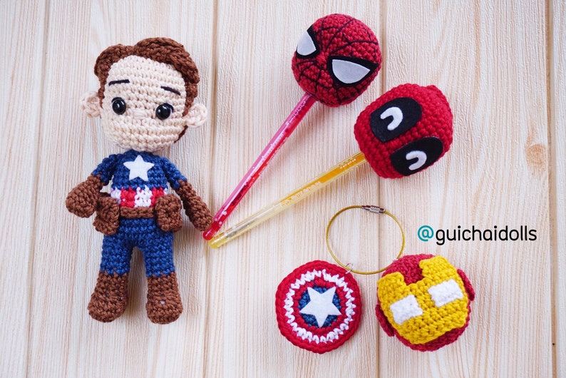 Hero PDF Pattern, 2 styles of heads, Spider Doll, Head Pencil, Keychain, Photo Tutorial image 6