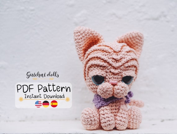 Sphynx Cat Crochet Pattern PDF – Photo Tutorial, Instant Download