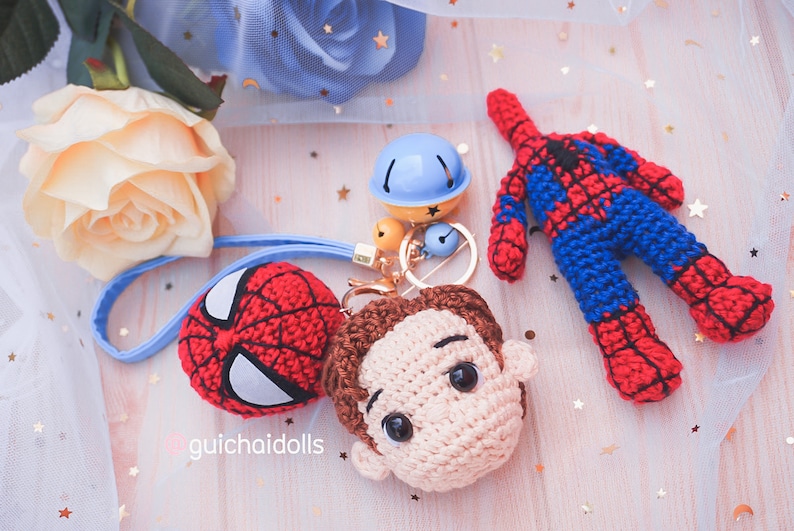 Hero PDF Pattern, 2 styles of heads, Spider Doll, Head Pencil, Keychain, Photo Tutorial image 2