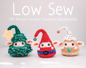 Low Sew Christmas Elf 3in1 Crochet Pattern PDF – Photo Tutorial, Instant Download