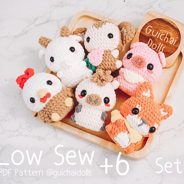 Low-Sew Chinesische Sternzeichen Tiere Häkelanleitung PDF - Set 2, Sofort Download
