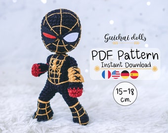 Hero PDF Pattern, 2 styles of heads, Spider (Amigurumi, Crochet , Photo Tutorial)