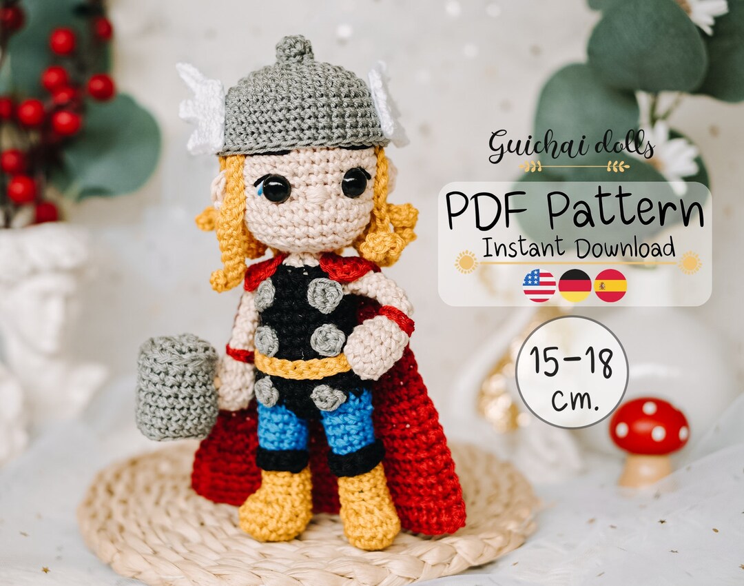 Hero PDF Pattern, Thor (amigurumi, Crochet Photo Tutorial)