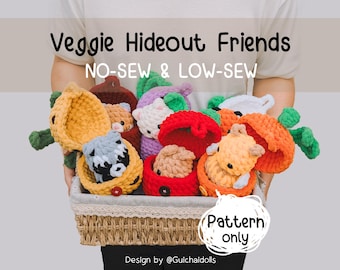 Veggie Hideout Friends, Easter Critters, Garden Animal Crochet PDF Pattern Rabbit, Hamster, Raccoon, Squirrel, Mouse, Fox and Bee