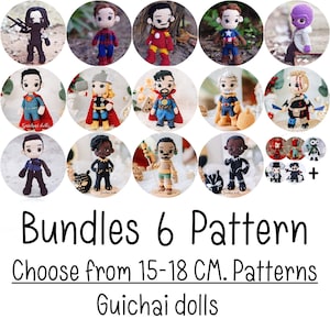 Paquete de 6 patrones (Elija entre 15-18 cm. Sección de patrones) (Patrón de amigurumi, Patrón de crochet, Tutorial fotográfico)