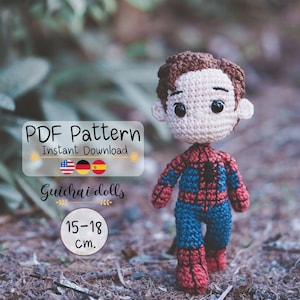 Hero PDF Pattern, 2 styles of heads, Spider Doll, Head Pencil, Keychain, Photo Tutorial image 1