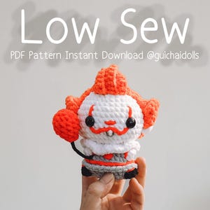 Low Sew, Mini Horror Clown, PDF Pattern (Amigurumi Pattern, Crochet Pattern, Photo Tutorial, How to) Instant Download