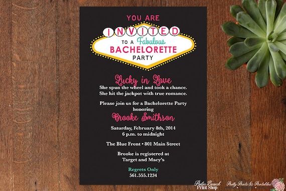 las vegas bachelorette party printable invitations casino birthday