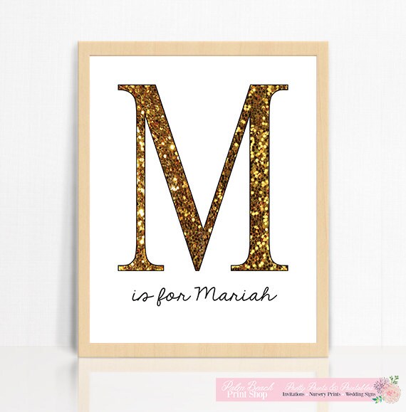 Personalized Gold Glitter Confetti Initial Nursery Wall Art Letter Personalized Gold Glitter Confetti Initial Nursery Wall Art Letter M Printable Decor Monogram