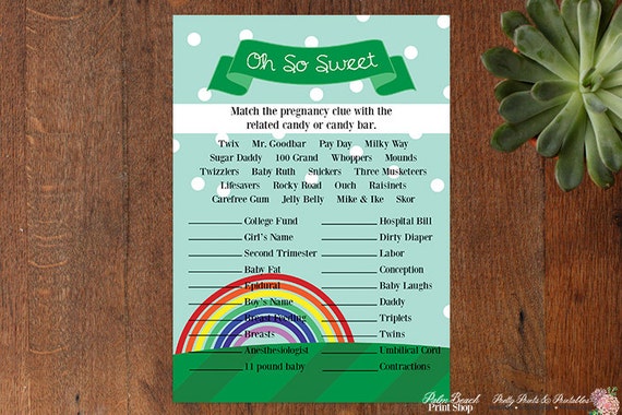 Oh So Sweet Printable Baby Shower Game Folklore Irish Baby Etsy