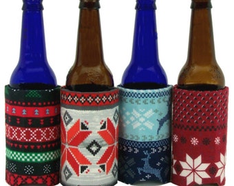 Beverage Insulator #SkiSweater #PocketHuggie-Folds Flat, EcoFriendly,Hot Cold-3 Sizes-Hot or Cold Cup, Can, BeerBOTTLE Hard Seltzer Skinny