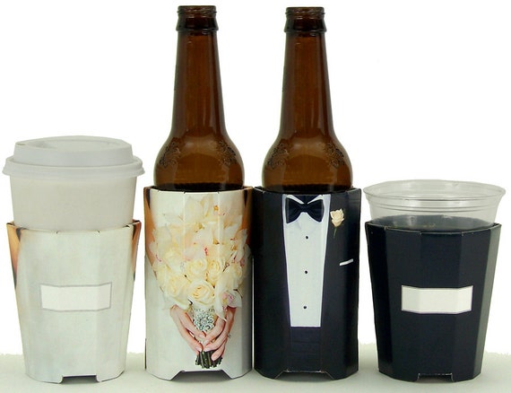 Glass Beer Bottle2 Beverage Insulators formal tuxedo 