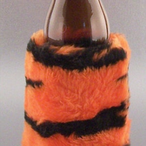 2 qty Faux Fur w/Tail Beverage Insulator CAN/Bottle & CUP Size PocketHuggies Beer, Water, Coffee Bengal Clemson Bearcat Cincinnati image 9