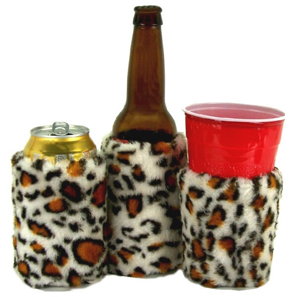 Beverage Insulator #Cheetah #FauxFur #PocketHuggie -Reusable,Folds,Cold/Hot, Soda, #Coffee, #Beer #SoloCup-Folds-3 Sizes: #Brides #TheKnot