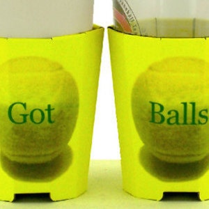 Beverage Insulators 2PK GotBalls Tennis Ball Printed Pocket Huggies-EcoFriendly, Folds, Starbucks Cold/Hot,3 Sizes: CAN, CUP, BEER Bottle image 1