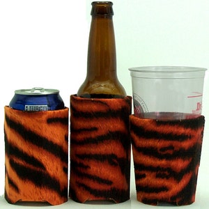 Faux Suede Eco-friendly Beverage Insulator Tiger PocketHuggie Cincinnati Bengals Clemson Cold/Hot Coffee Beer SoloCup SkinnyCan image 1