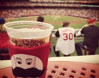 Beverage Insulator #Cincinnati #Reds #Baseball #Staches or #Bows #Ecofriendly #Mlb PocketHuggie 3 SIZES-CUP, CAN, Glass Beer Bottle Sizes