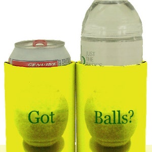 Beverage Insulators 2PK GotBalls Tennis Ball Printed Pocket Huggies-EcoFriendly, Folds, Starbucks Cold/Hot,3 Sizes: CAN, CUP, BEER Bottle image 3