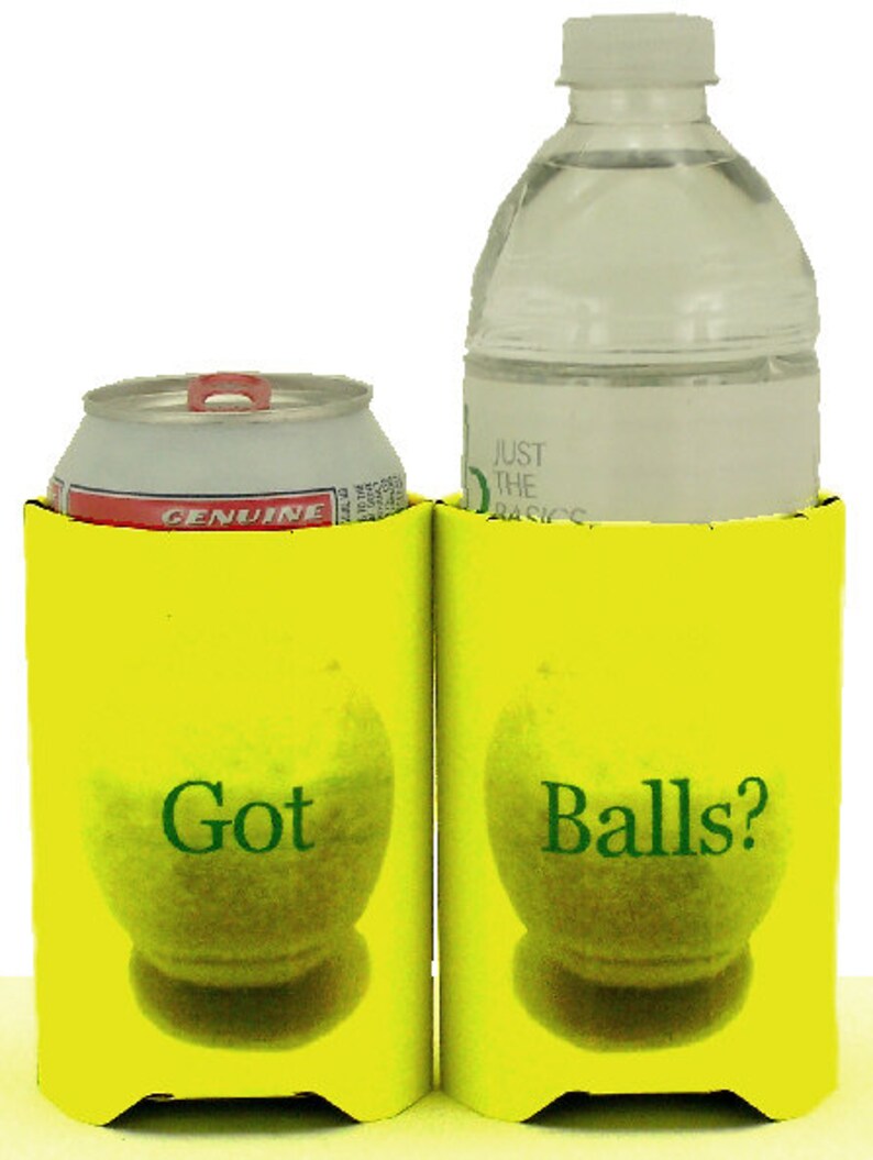 Beverage Insulators 2PK GotBalls Tennis Ball Printed Pocket Huggies-EcoFriendly, Folds, Starbucks Cold/Hot,3 Sizes: CAN, CUP, BEER Bottle image 3