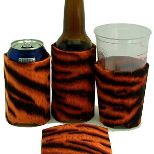 Faux Suede Eco-friendly Beverage Insulator Tiger PocketHuggie Cincinnati Bengals Clemson Cold/Hot Coffee Beer SoloCup SkinnyCan image 2