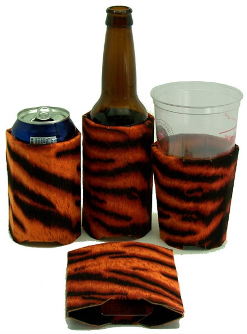 Faux Suede Eco-friendly Beverage Insulator Tiger PocketHuggie Cincinnati Bengals Clemson Cold/Hot Coffee Beer SoloCup SkinnyCan image 2