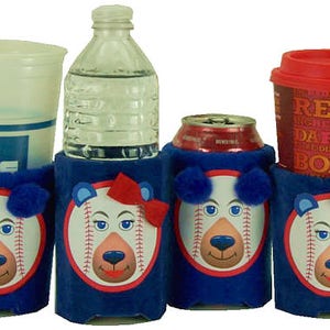 Beverage Insulator Cubs Baseball Chicago PocketHuggie-Cold/Hot ,Handmade, Reusable, 3 SIZES-Cup, Can, Glass Beer Bottle Sizes image 1