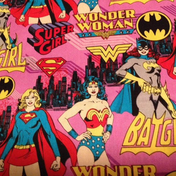 Girl Power Super Heros  Wonder Woman - Bat Girl -Super Girl    Camelot Cotton Fabric - Sold by the Yard