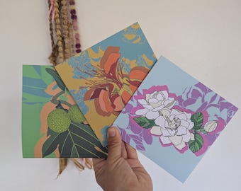 Gardenia l 'Ulu  l Wiliwili  6"X6" Blank Three Card Pack