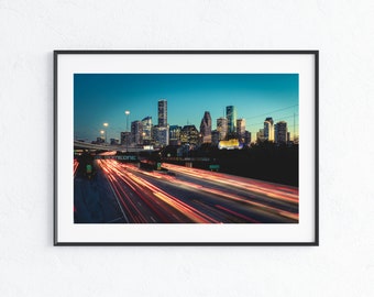 Downtown Houston Skyline and Be Someone Mural at Sunset - Landscape Photography - Fine Art Photograph