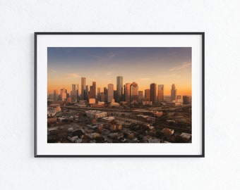 Downtown Houston Skyline at Sunset - Landscape Cityscape Photography