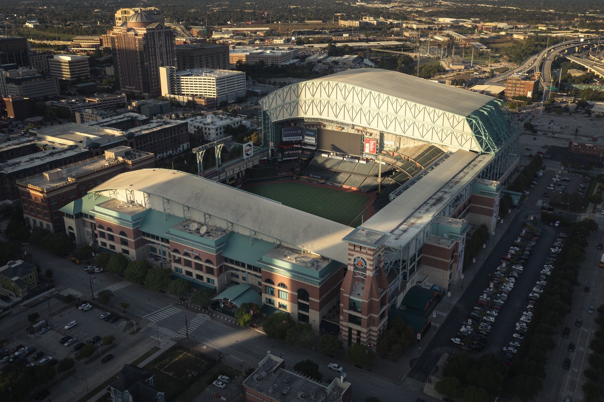 Aerial View of Minute Maid Park Downtown Houston Sunset Etsy