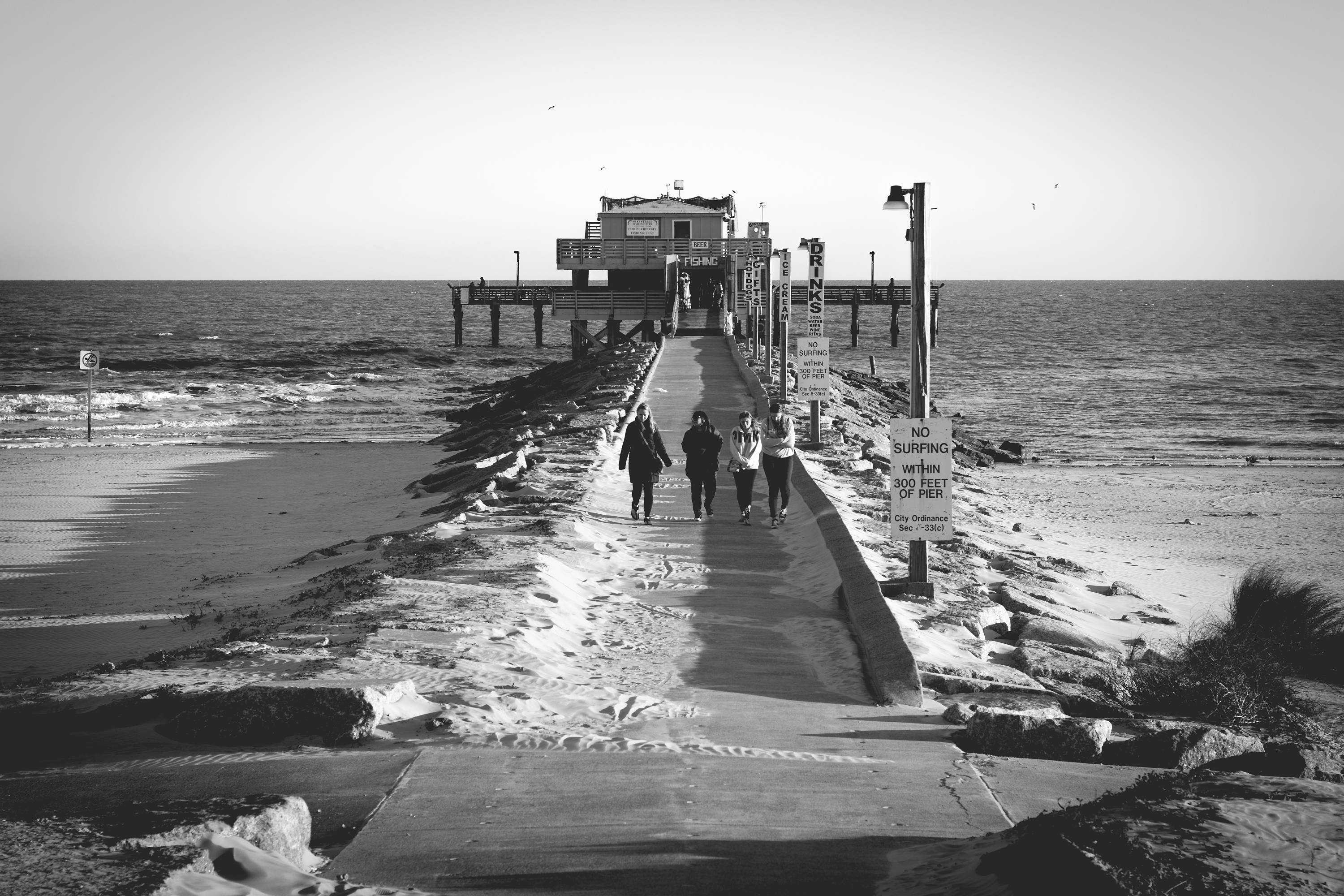 Galveston Texas Seawall Pier Black and White Fine Art Etsy