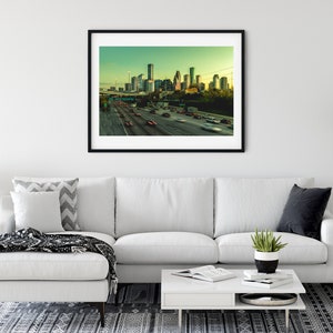 Downtown Houston Skyline and Be Someone Mural at Sunset Landscape Photography Fine Art Photograph image 2