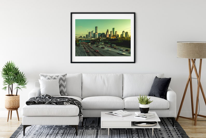 Downtown Houston Skyline and Be Someone Mural at Sunset Landscape Photography Fine Art Photograph image 2