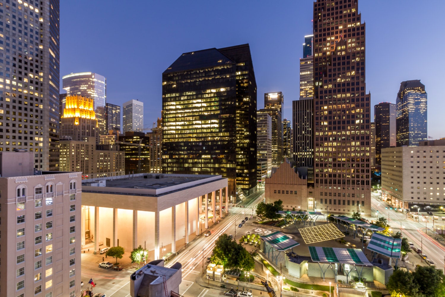 Downtown Houston overlooking Theater District Landscape Etsy