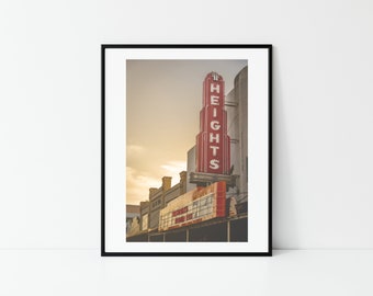 Houston Heights - Heights Theater Sign at Sunset - Landscape Photography - Fine Art Photograph