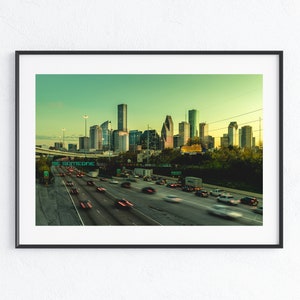 Downtown Houston Skyline and Be Someone Mural at Sunset Landscape Photography Fine Art Photograph image 3