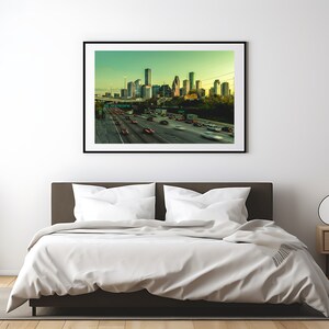 Downtown Houston Skyline and Be Someone Mural at Sunset Landscape Photography Fine Art Photograph image 1