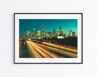 Downtown Houston Skyline and Be Someone Mural at Sunset - Landscape Photography - Fine Art Photograph