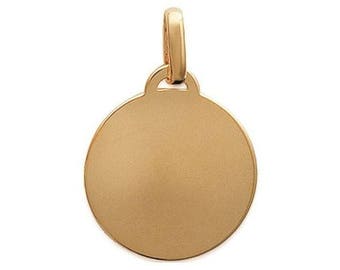 Round medal 22 mm in gold plated pendant to engrave with or without engraving