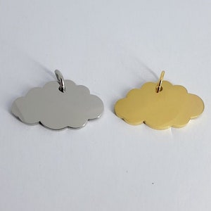 Cloud pendant to be engraved - 24 x 14 mm - stainless steel sequin - mirror-looking - with or without engraving