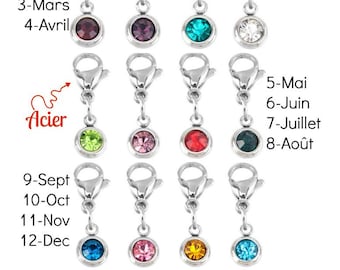 Birthstone - 5 mm - pendant with steel musket - birthstone - colour of the month of choice