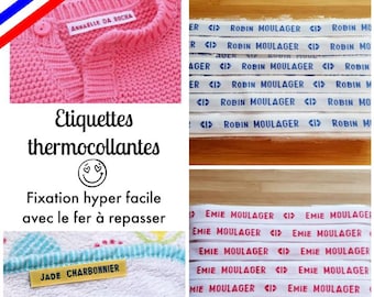 Iron-on labels • message ribbon or first name • personalized woven text • iron-on • choice of color