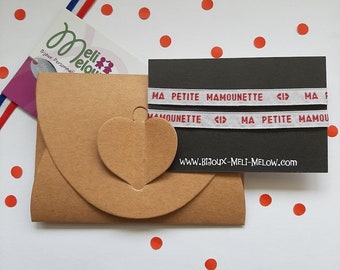 Bracelet message "Ma petite mamounette" • ruban tissé brodé • cadeau pour maman • fête des mères