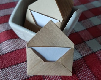 Set of 20 mini envelopes • miniature greeting card • kraft paper and white card • creative stationery • best seller • handmade