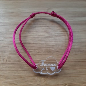Mama Armband ich liebe dich - Schnur gleiten Knoten - Plexi Wolke - mit Muttertag Geschenk Gravur