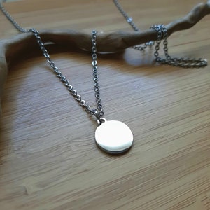 Pulsera o collar medalla 12 mm redonda en cadena para grabar grabado estampado en acero con o sin grabado joyería grabada personalizada