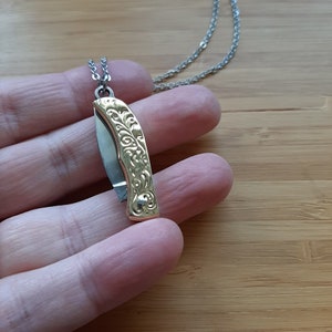 Ferdinand mini knife necklace • miniature in brass and stainless steel