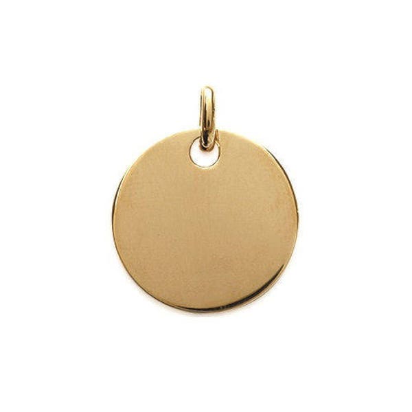 Médaille à graver • médaille ronde 19 mm • pendentif en plaqué or • avec ou sans gravure • bijou personnalisé gravé • personnalisable