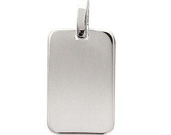 Pendentif à graver • rectangle en argent • 17 x 26 mm • avec ou sans gravure • id tag militaire plaque rectangle • bijou personnalisé gravé